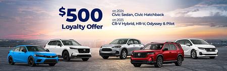 $500 Lease Loyalty on select Honda models