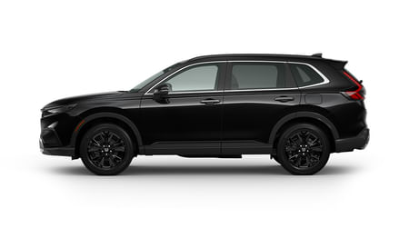 Driver side view of a black CR-V on a white background.