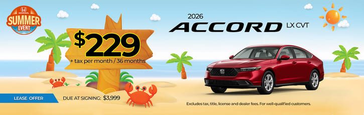 Lease 2026 Honda Accord LX $229