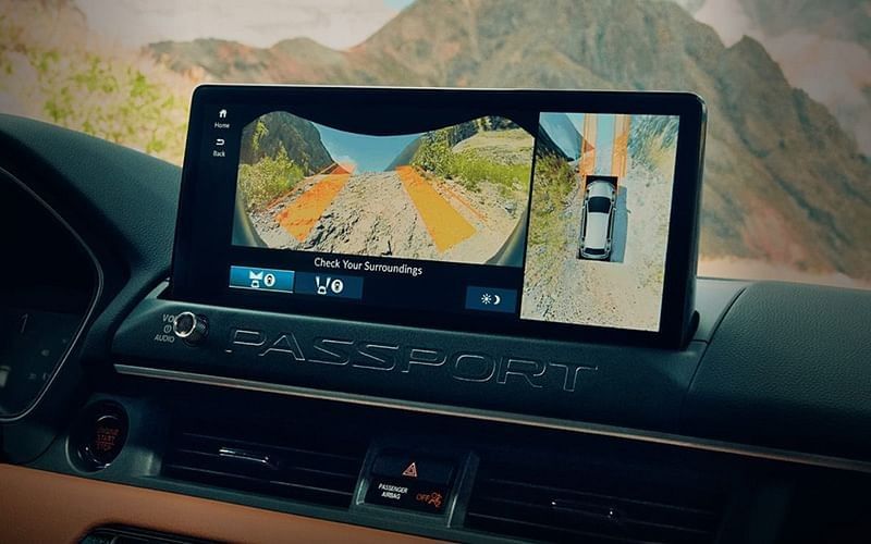 2026 Honda Passport showcasing advanced car navigation technology in a sleek interior setting.