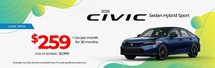 Lease 2026 Honda Civic Hybrid Sport $259