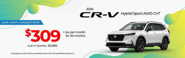 Lease Loyalty/Conquest 2026 Honda CR-V Hybrid Sport $309