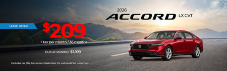 Lease 2026 Honda Accord LX $209