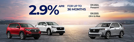 2.9% APR on New Honda select vehicles