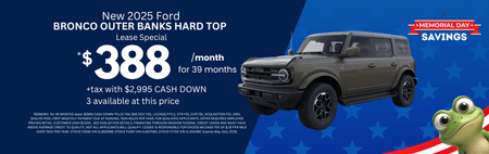 Lease 2025 Ford Bronco Outer Banks Hard Top $388