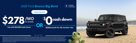Lease 2026 Ford Bronco Big Bend $278