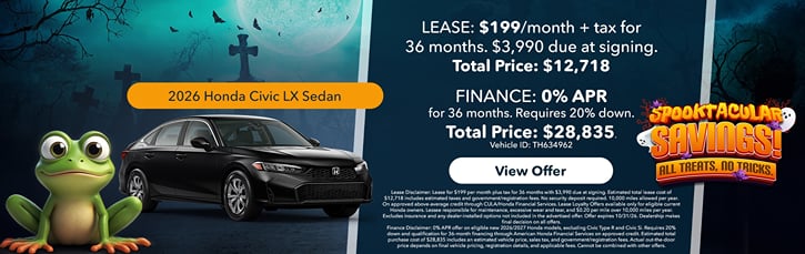 Lease 2026 Honda Civic Sedan LX $199