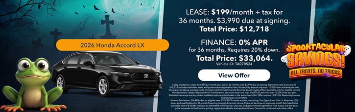 Lease 2026 Honda Accord LX $199