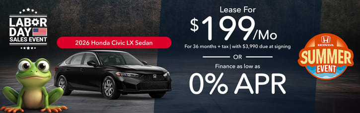 Lease 2026 Honda Civic Sedan LX $199