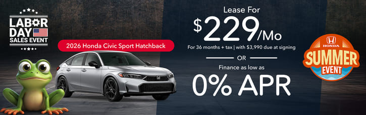 Lease 2026 Honda Civic Hatchback Sport $229