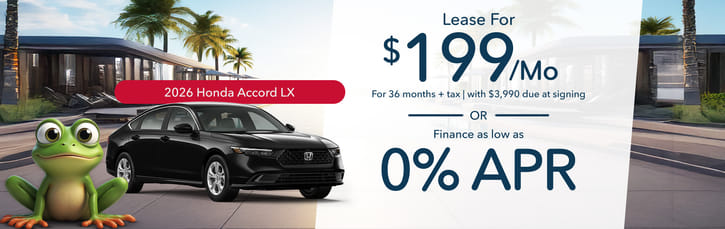 Lease 2026 Honda Accord LX $199