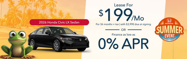 Lease 2026 Honda Civic Sedan LX $199