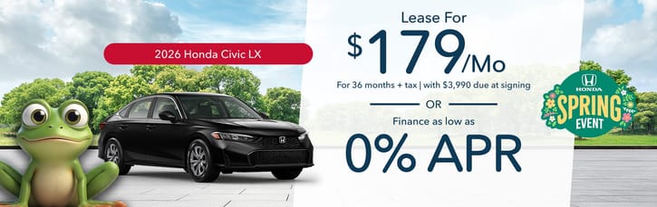 Lease 2026 Honda Civic Sedan LX $179
