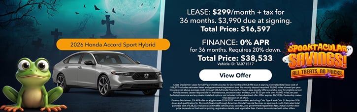 Lease 2026 Honda Accord Hybrid Sport $299