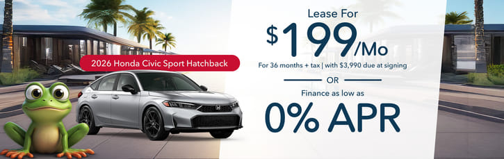 Lease 2026 Honda Civic Hatchback Sport $199