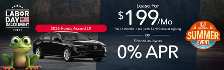 Lease 2026 Honda Accord LX $199