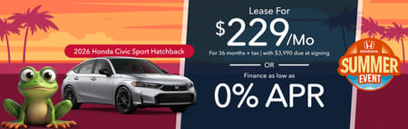 Lease 2026 Honda Civic Hatchback Sport $229