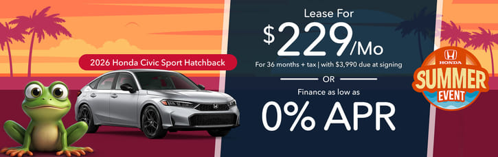 Lease 2026 Honda Civic Hatchback Sport $229