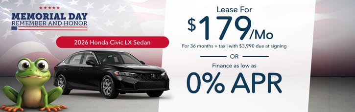 Lease 2026 Honda Civic Sedan LX $179