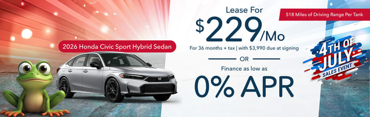 Lease 2026 Honda Civic Hybrid Sedan Sport $229
