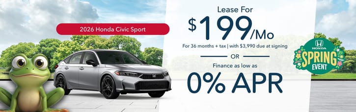 Lease 2026 Honda Civic Hatchback Sport $199