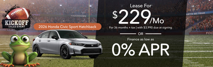 Lease 2026 Honda Civic Hatchback Sport $229