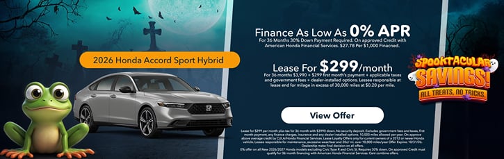Lease 2026 Honda Accord Hybrid Sport $299