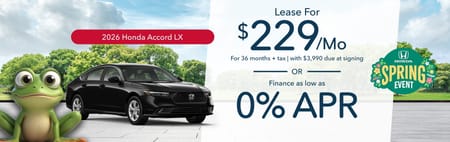 Lease 2026 Honda Accord SE $229