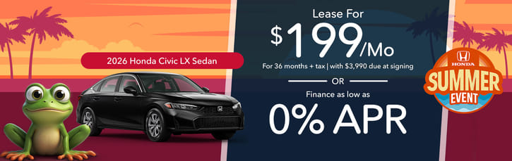 Lease 2026 Honda Civic Sedan LX $199
