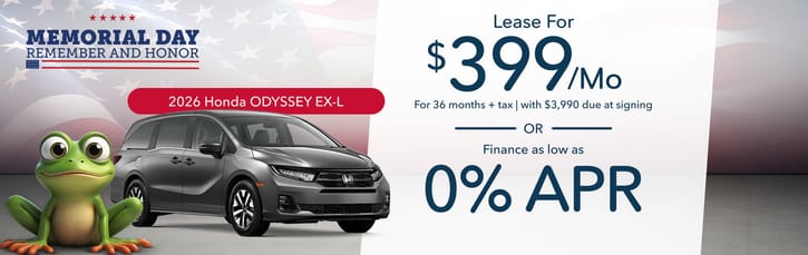 Lease 2026 Honda Odyssey EX-L $399