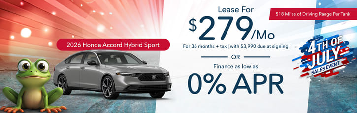 Lease 2026 Honda Accord Hybrid Sport $279
