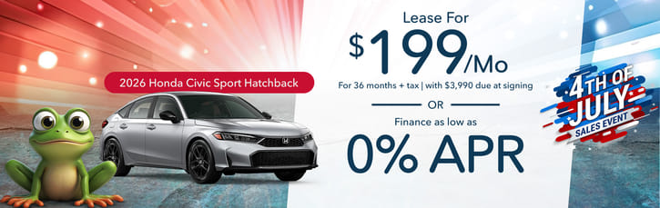 Lease 2026 Honda Civic Hatchback Sport $199