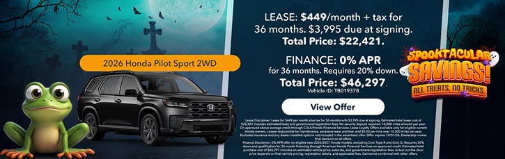 Lease 2026 Honda Pilot Sport $449