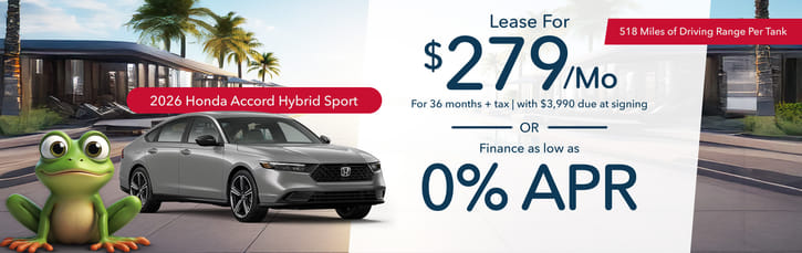 Lease 2026 Honda Accord Hybrid Sport $279