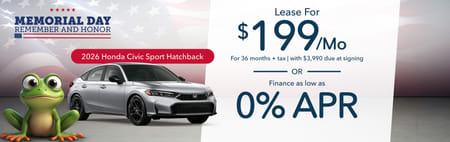 Lease 2026 Honda Civic Hatchback Sport $199