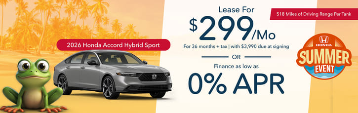 Lease 2026 Honda Accord Hybrid Sport $299