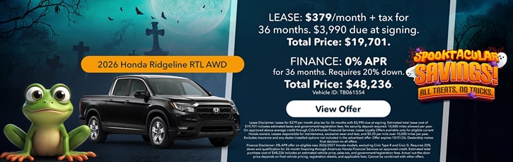 Lease 2026 Honda Ridgeline RTL $379