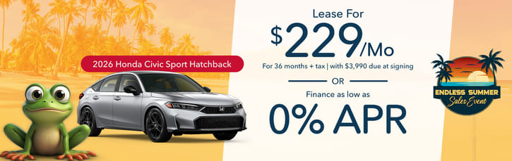 Lease 2026 Honda Civic Hatchback Sport $229