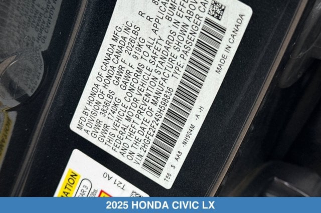 2025 Honda Civic LX - Photo 30