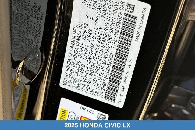 2025 Honda Civic LX - Photo 29