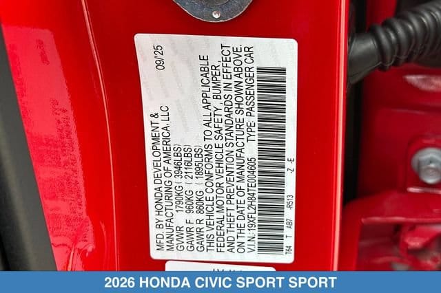 2026 Honda Civic Hatchback Sport - Photo 31