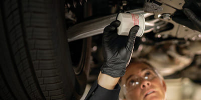 Mechanic working on a filter