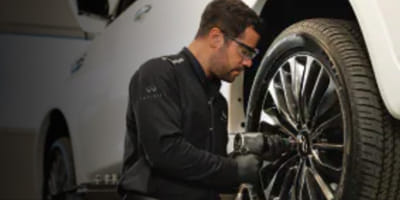 Mechanic working on changing a tire