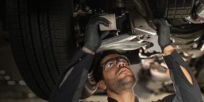 Mechanic working on a filter