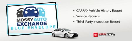 Mossy Auto Exchange Blue Envelope. CARFAX Vehicle History Report. Service Records. Third-Party Inspection Report