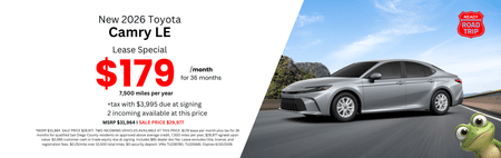 Lease 2026 Toyota Camry LE $179