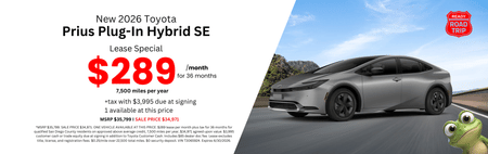 Lease 2026 Toyota Prius Plug-in Hybrid SE $289