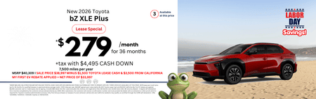 Lease 2026 Toyota bZ XLE Plus $279