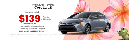 Lease 2026 Toyota Corolla LE $139