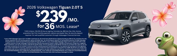 Lease 2026 VW Tiguan S 2.0T $239
